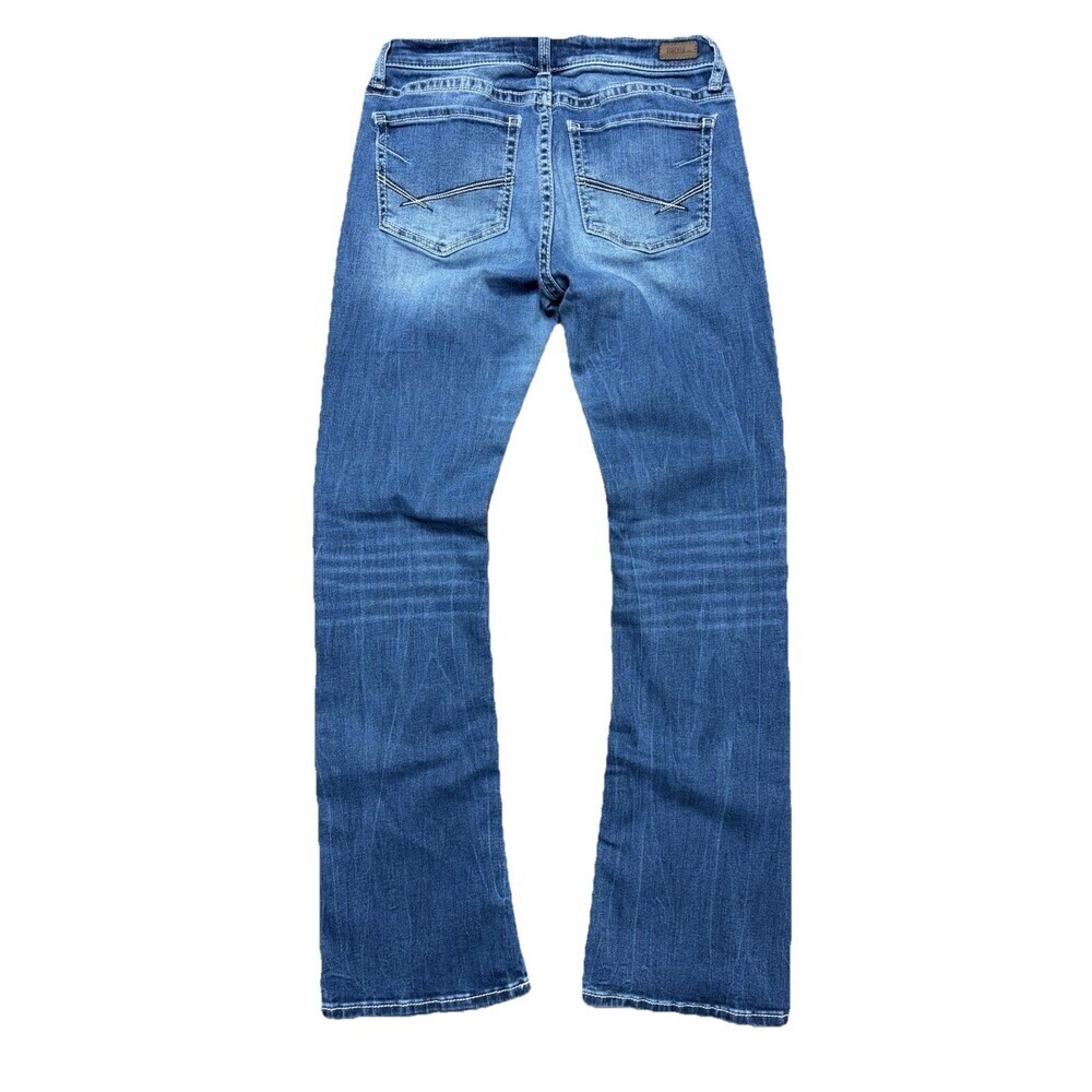 BKE Jeans Women 29 Blue Low Rise Bootcut Buckle Pants Light Wash Distressed